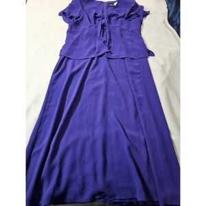 Melissa Harper purple womens dress Size 16 midi casual vtg classy work dress